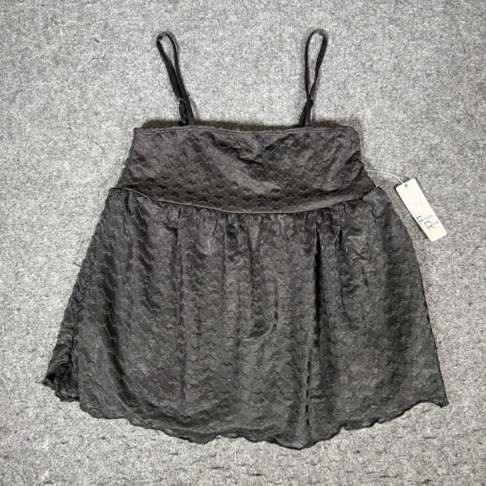 Faded Rose Black Lace Cami‎ Top Womens Small Babydoll Sheer Flowy Tank NWT